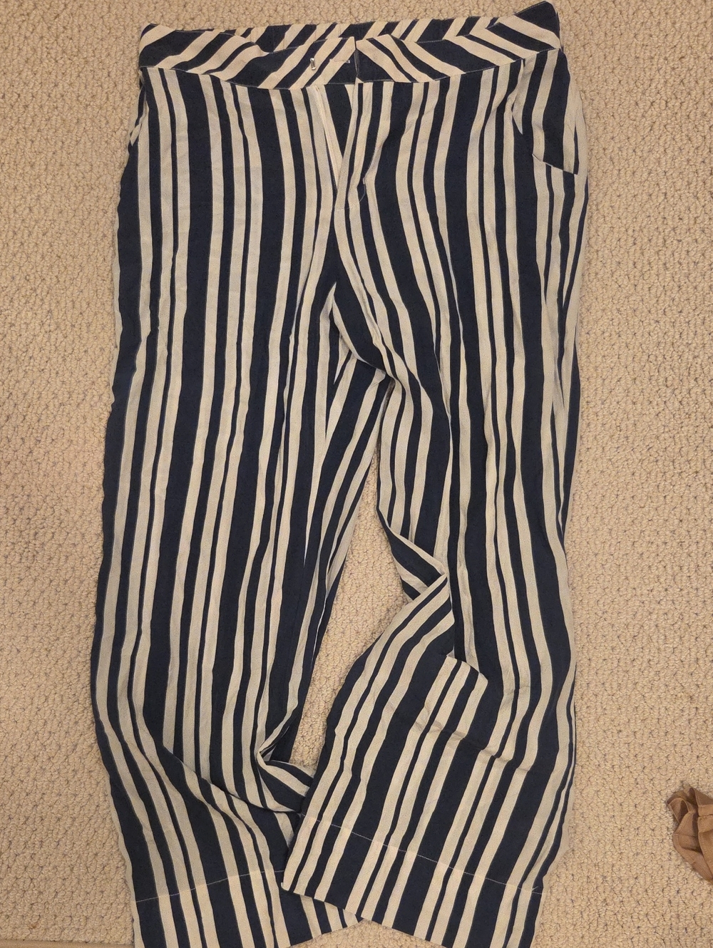 Soft Surroundings Striped Wide Leg Pants Navy White M Medium